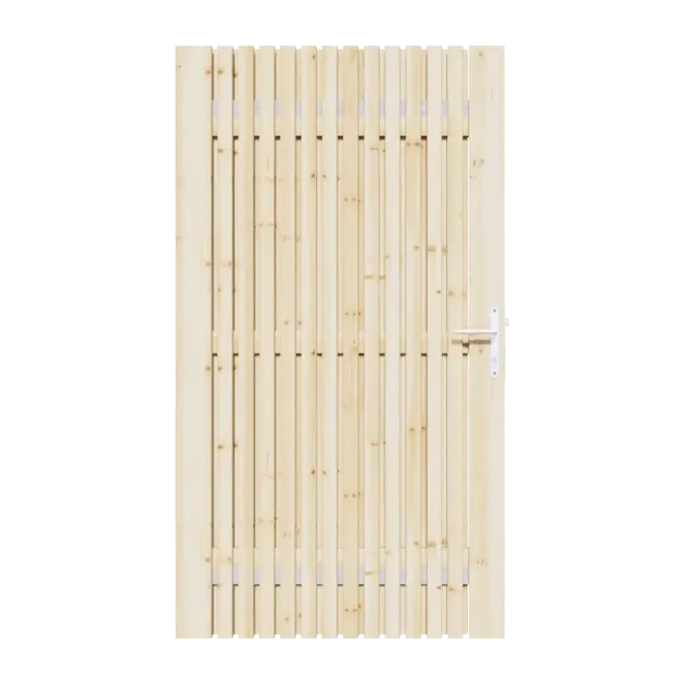 Vuren Rhombus Tuinpoort 110x195 cm | Stalen frame met slotkast | Verstelbaar | 18x45 mm