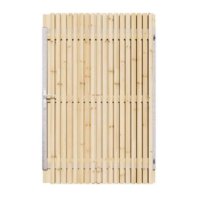 Vuren Rhombus Tuinpoort 120x195 cm | Stalen frame met slotkast | Verstelbaar | 18x70 mm