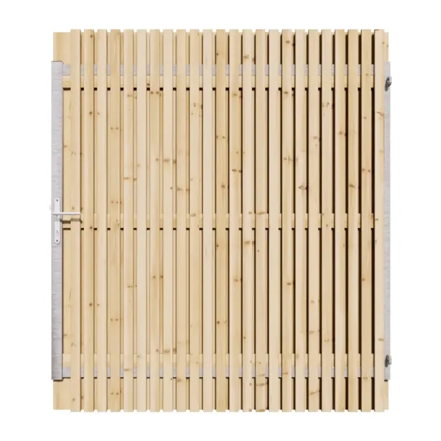 Vuren Rhombus Tuinpoort 160x195 cm | Stalen frame met slotkast | Verstelbaar | 18x70 mm