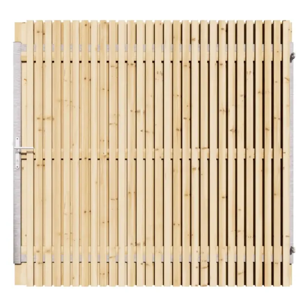 Vuren Rhombus Tuinpoort 190x195 cm | Stalen frame met slotkast | Verstelbaar | 18x45 mm