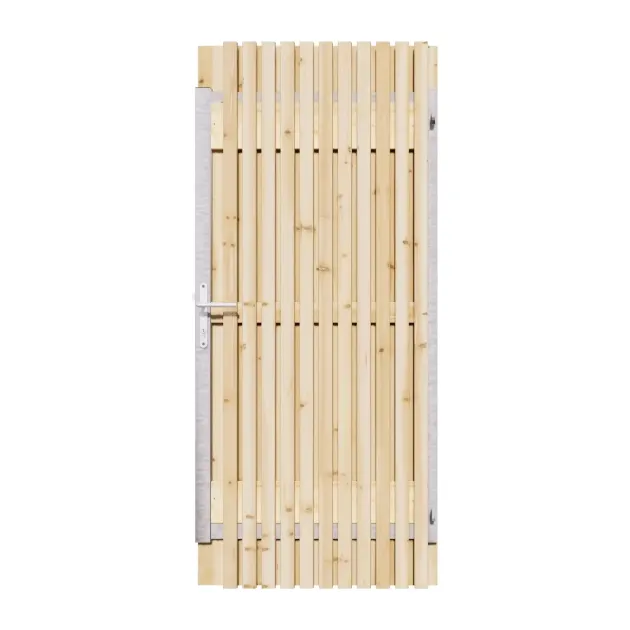 Vuren Rhombus Tuinpoort 80x195 cm | Stalen frame met slotkast | Verstelbaar | 18x70 mm