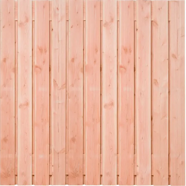 Tuinscherm Douglas 23 planks 180x180 cm BxH | Fijnbezaagd | Verticaal | Recht