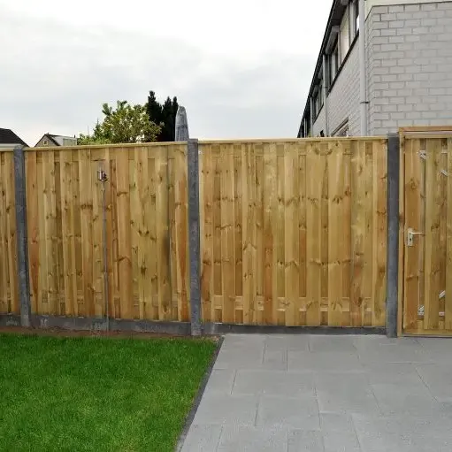 Aflopend Tuinscherm Grenen 19 planks 180x180/90 cm BxH | Geschaafd | Verticaal | Links naar rechts