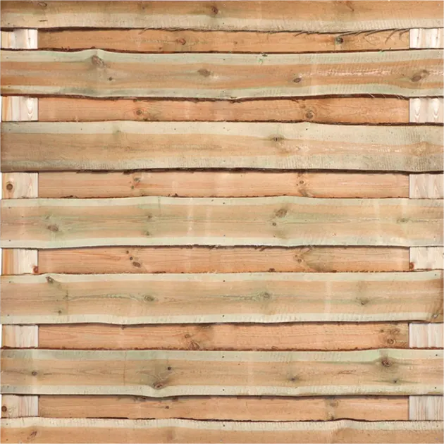 Tuinscherm Horizontaal Grenen Schaaldelen planks 180x180 cm BxH | Schorsvrij schaaldelen