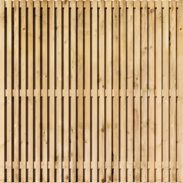 Tuinscherm Vuren Rhombus open | 51 planks 180x180 cm BxH | Geschaafd | Verticaal | Recht
