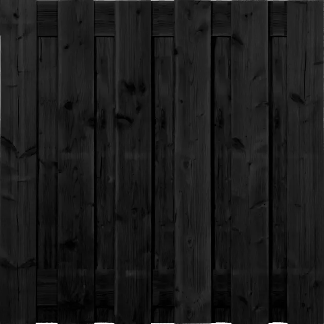 Tuinscherm Zwart XL Douglas 13 planks 180x180 cm BxH | Fijnbezaagd | Verticaal | Recht
