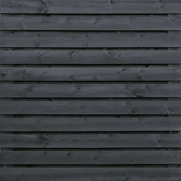 Tuinscherm Horizontaal Zwart Grenen 23 planks 180x180 cm BxH | Geschaafd