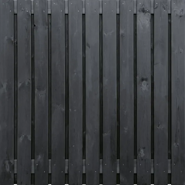 Tuinscherm Zwart Grenen 23 planks 180x180 cm BxH | Geschaafd | Verticaal | Recht