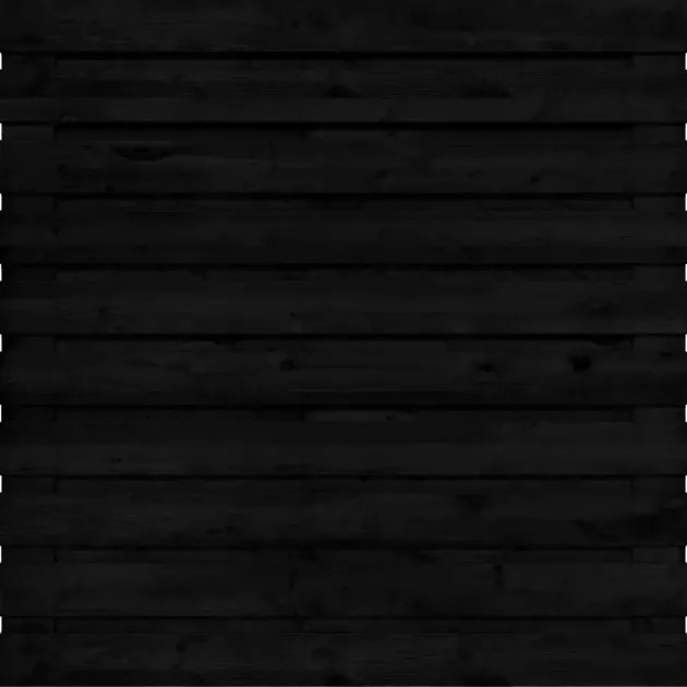 Tuinscherm Horizontaal Zwart Grenen 21 planks 180x180 cm BxH | Geschaafd