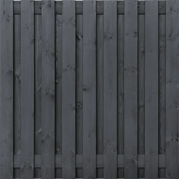 Tuinscherm Zwart Grenen 19 planks 180x180 cm BxH | Geschaafd | Verticaal | Recht