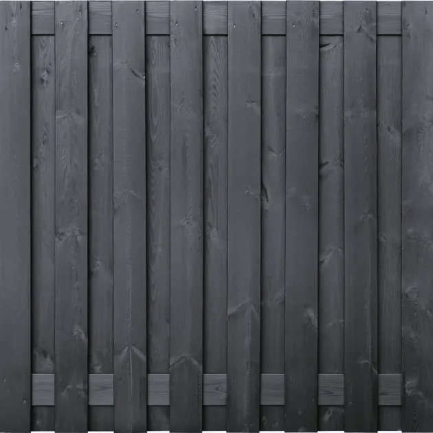 Tuinscherm Zwart Grenen 17 planks 180x180 cm BxH | Geschaafd | Verticaal | Recht