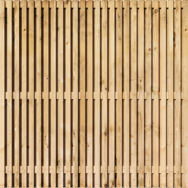 Tuinscherm Vuren Rhombus open | 51 planks | Geschaafd | Verticaal | Recht