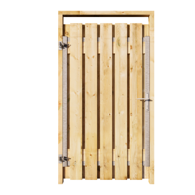 Grenen Tuinpoort 100x195 cm | Stalen frame met slotkast | Verstelbaar | 17x140 mm