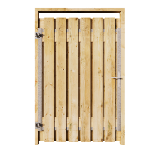 Grenen Tuinpoort 120x195 cm | Stalen frame met slotkast | Verstelbaar | 17x140 mm