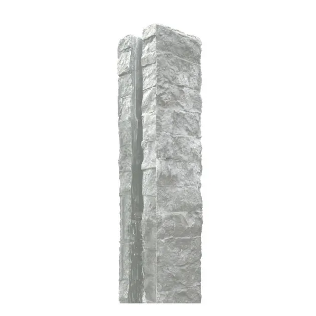 Betonpaal granietmotief tussensponning 180cm Glad Wit 12x12x275cm met lichtleiding