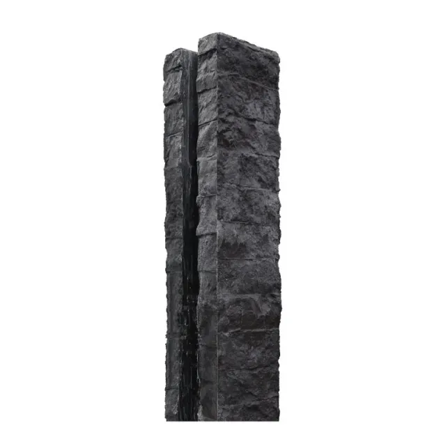 Betonpaal granietmotief eindsponning 180cm Glad Antraciet 12x12x275cm met lichtleiding