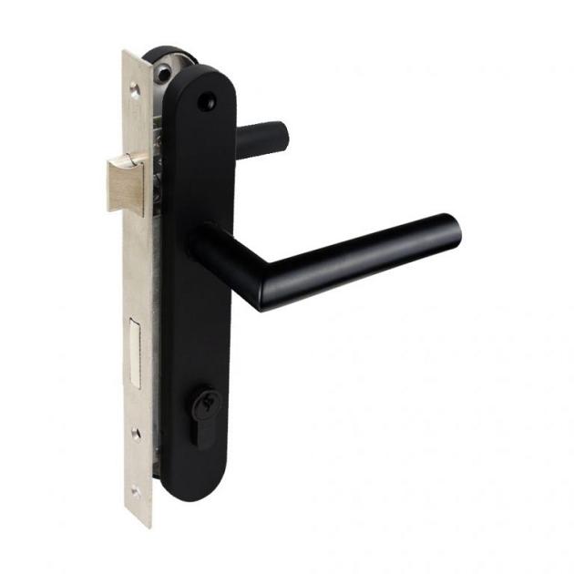 Slotset Dubbele poort | Stalen frame met slotkast | RVS Zwart