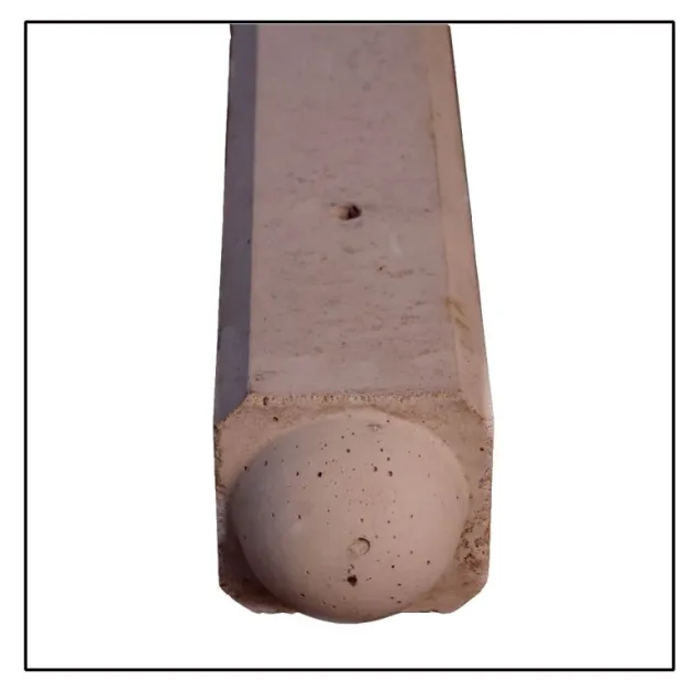 Betonpaal Bol Granietmotief Bruin 10x10x275cm 3-sponning 74cm