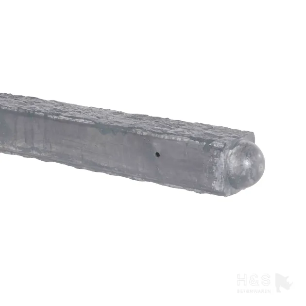 Betonpaal Bol Granietmotief Stampgrijs 10x10x275cm tussen sponning 74cm met lichtleiding