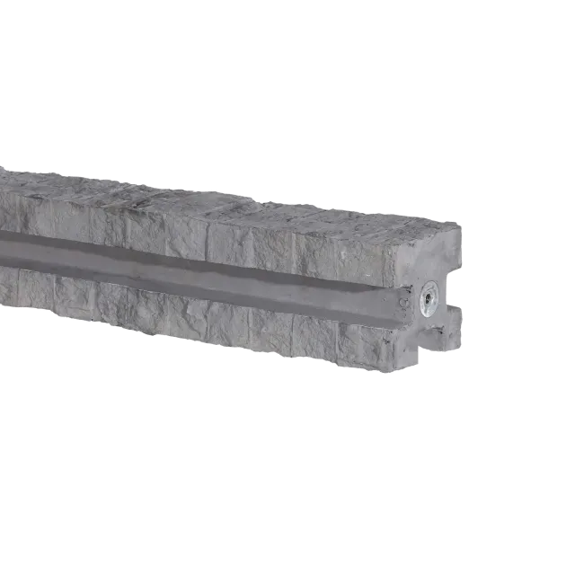 Betonschuttingpaal Granietmotief Stampgrijs 12x12x275cm 3-Sponning 180cm