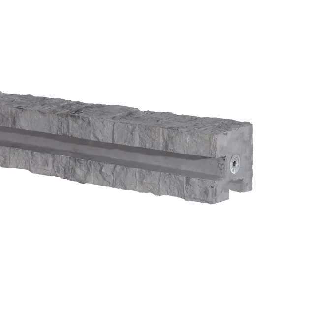 Betonschuttingpaal Granietmotief Stampgrijs 12x12x275cm hoeksp. 216cm