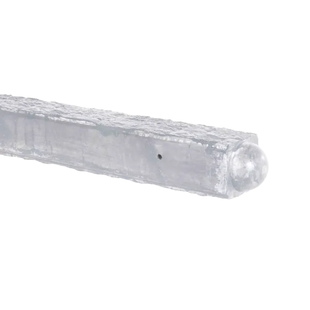 Betonpaal bol granietmotief Wit 10x10x275cm eind sponning 74cm met bol en lichtleiding