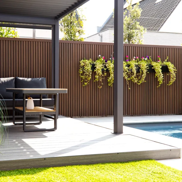 Composiet Rhombus Verticaal - Dark Brown - Enkelzijdig - Tuinwand schutting