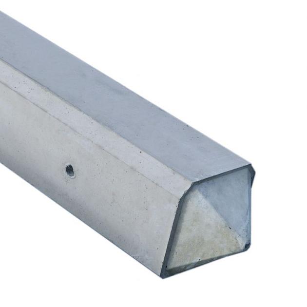 Betonpaal Punt Glad Stampgrijs 10x10x180cm eind sponning 37cm met punt