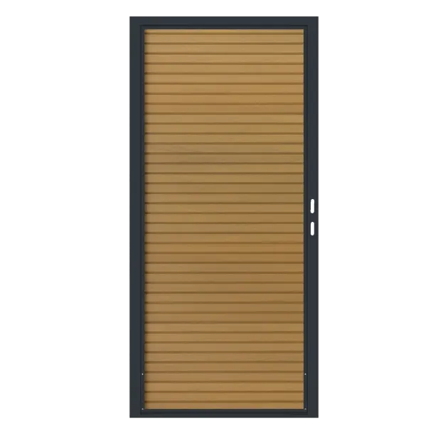 Composiet Premium Tuinpoort | 120x190cm | Rhombus | Teak | Horizontaal | Antraciet stalen frame