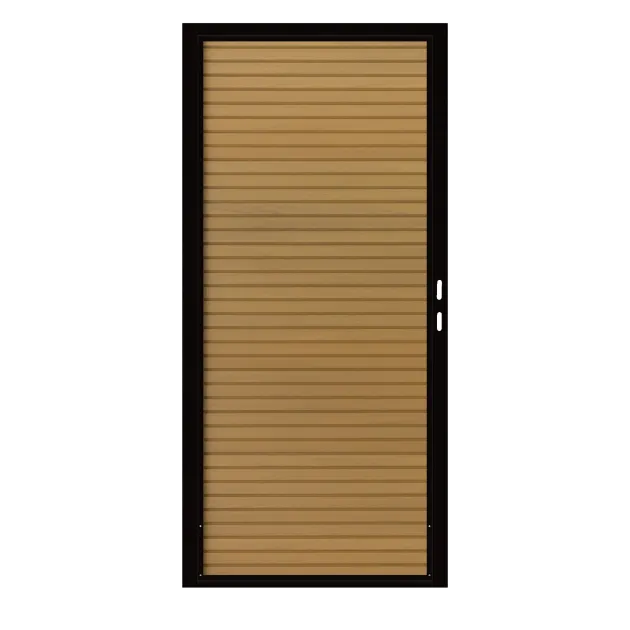 Composiet Premium Tuinpoort | 100x190cm | Rhombus | Teak | Horizontaal | Zwart stalen frame