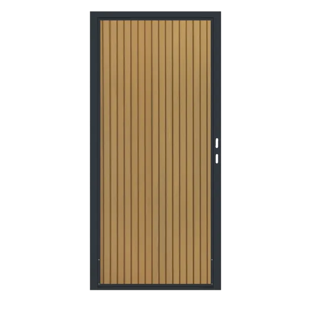 Composiet Premium Tuinpoort | 120x190cm | Rhombus | Teak | Verticaal | Antraciet stalen frame