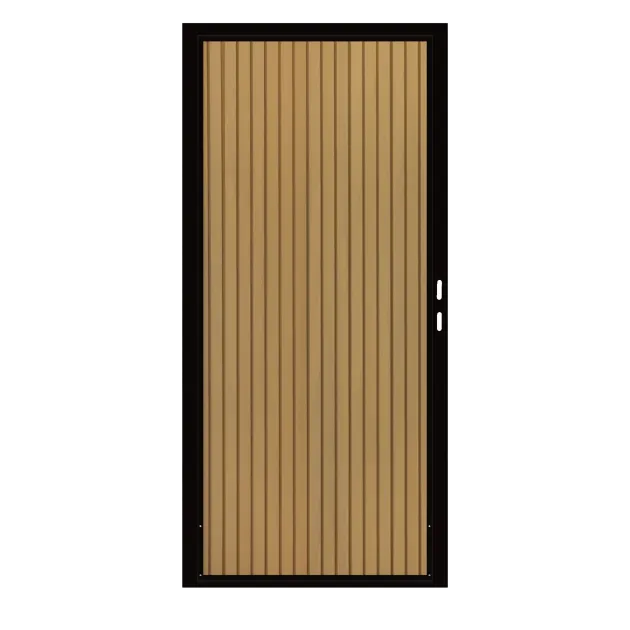 Composiet Premium Tuinpoort | 110x190cm | Rhombus | Teak | Verticaal | Zwart stalen frame