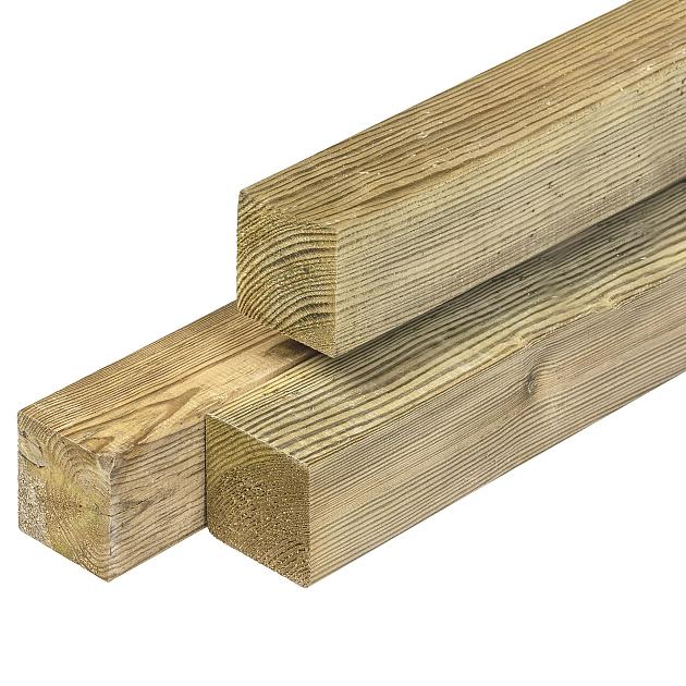Grenen Tuinpaal 68x68x2400 geschaafd | groen geïmpregneerd