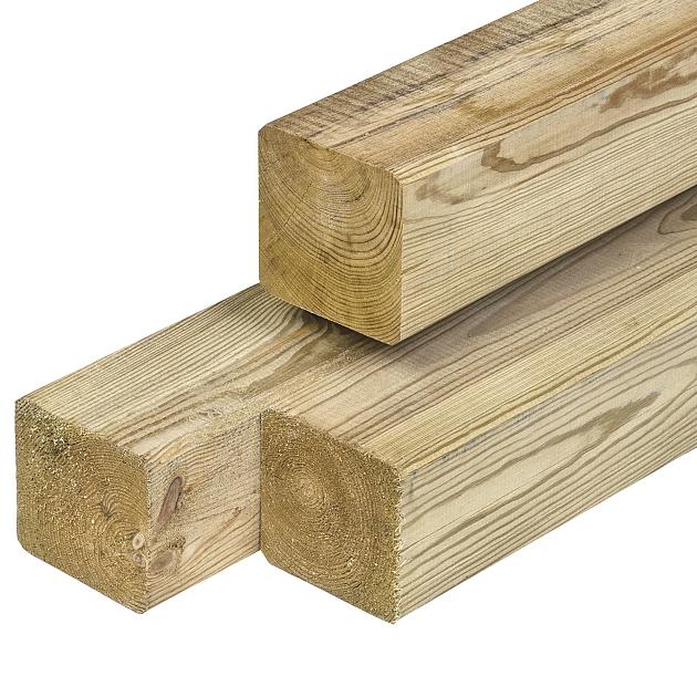 Grenen Tuinpaal 88x88x2400 geschaafd | groen geïmpregneerd
