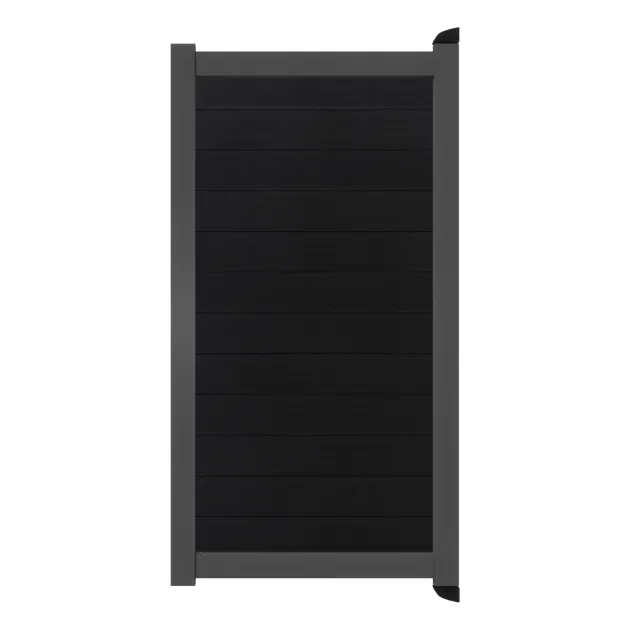 Aluminium Tuinpoort - Natural Solid Black - Horizontaal - Antraciet aluminium frame