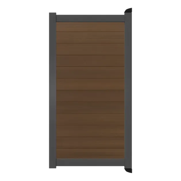 Aluminium Tuinpoort - Natural Mahonie - Horizontaal - Antraciet aluminium frame