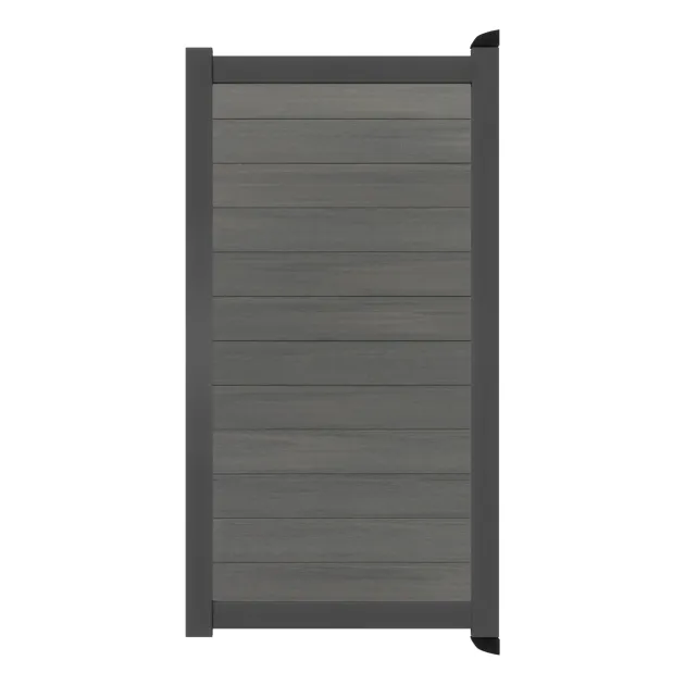 Aluminium Tuinpoort - Natural Cloudy Grey - Horizontaal - Antraciet aluminium frame
