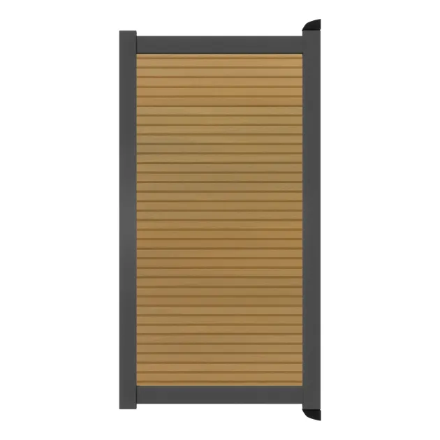 Aluminium Tuinpoort | 97x175cm | Rhombus Teak | Horizontaal | Antraciet aluminium frame