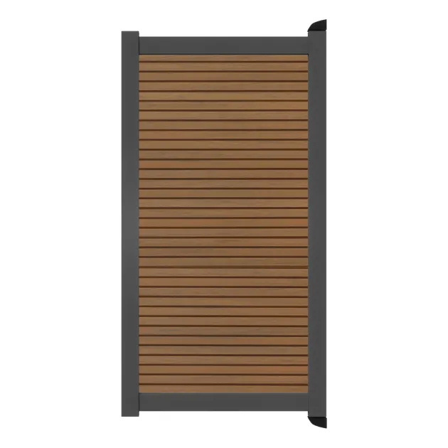 Aluminium Tuinpoort - Rhombus Tropical Brown - Horizontaal - Antraciet aluminium frame
