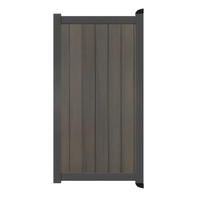 Aluminium Tuinpoort | Maatwerk t/m 97x90cm | Natural Walnut | Verticaal | Antraciet aluminium fra