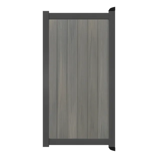Aluminium Tuinpoort - Natural Light Grey - Verticaal - Antraciet aluminium frame