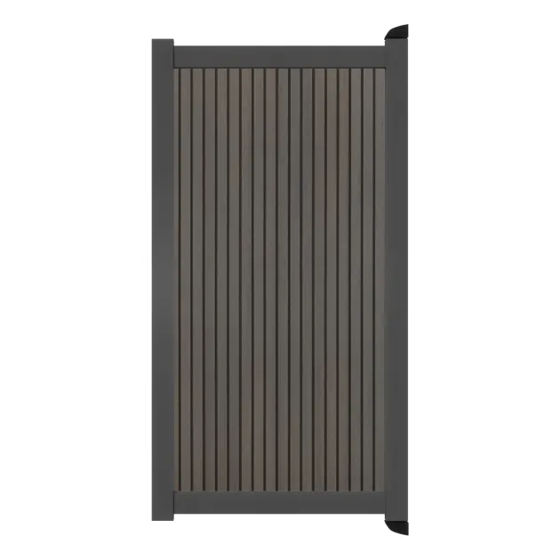 Aluminium Tuinpoort | Maatwerk t/m 97x90cm | Rhombus Walnut | Verticaal | Antraciet aluminium fra