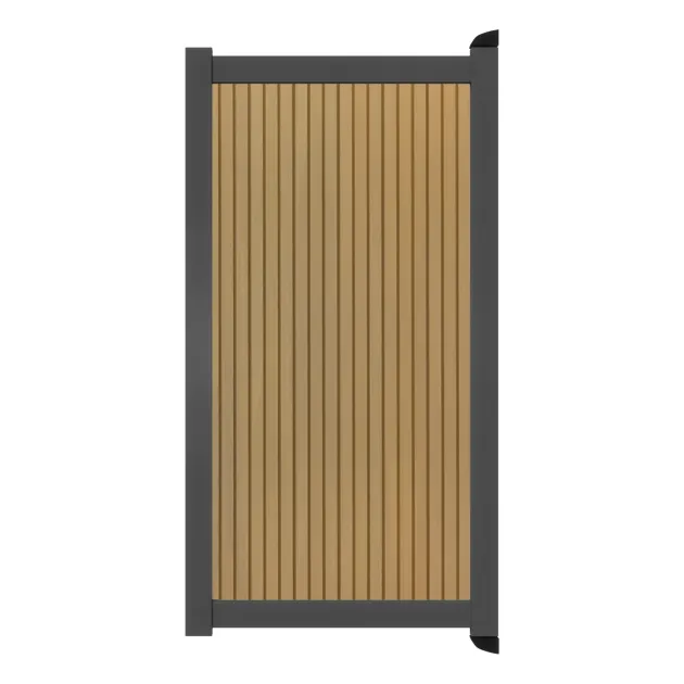 Aluminium Tuinpoort | Maatwerk t/m 97x90cm | Rhombus Teak | Verticaal | Antraciet aluminium frame