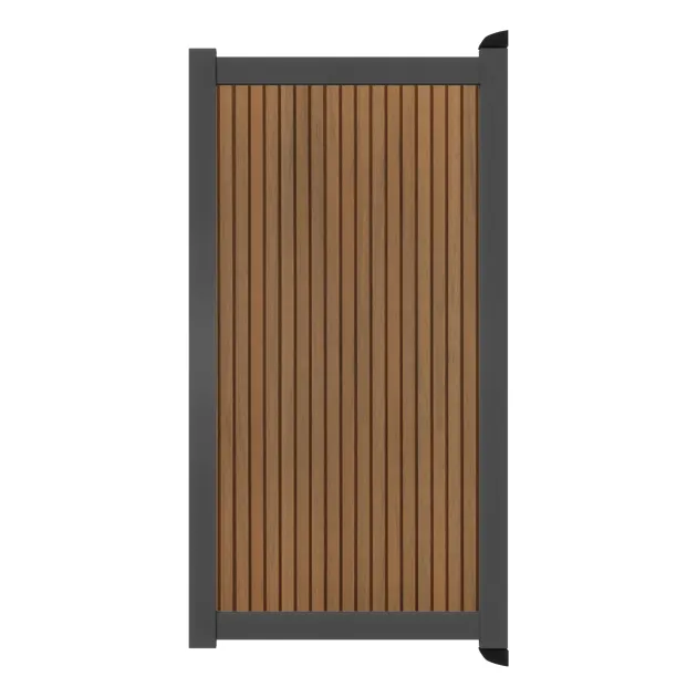 Aluminium Tuinpoort - Rhombus Warm Oak - Verticaal - Antraciet aluminium frame