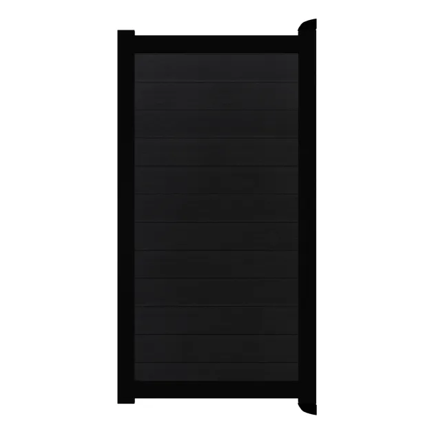 Aluminium Tuinpoort - Natural Solid Black - Horizontaal - Zwart aluminium frame