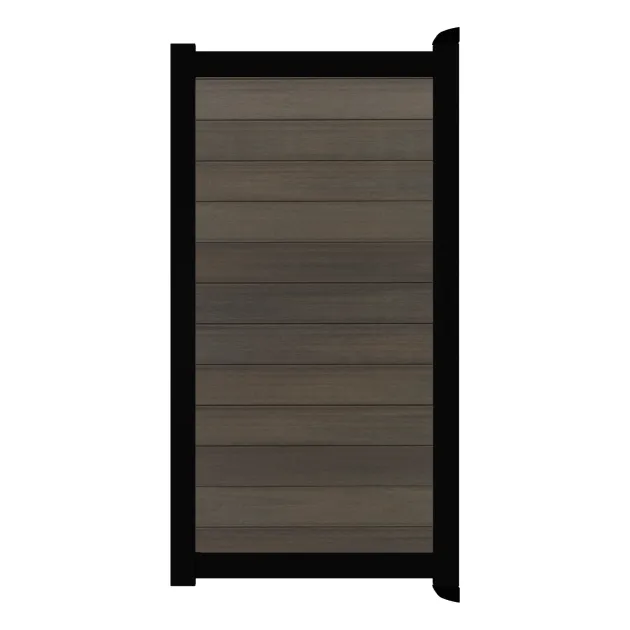 Aluminium Tuinpoort | Maatwerk t/m 97x90cm | Natural Walnut | Horizontaal | Zwart aluminium frame