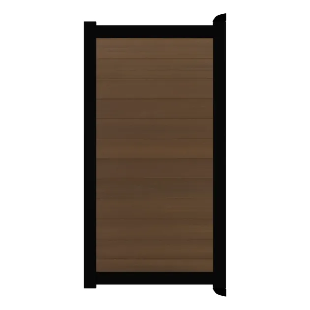 Aluminium Tuinpoort - Natural Mahonie - Horizontaal - Zwart aluminium frame