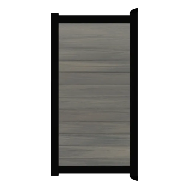Aluminium Tuinpoort - Natural Light Grey - Horizontaal - Zwart aluminium frame