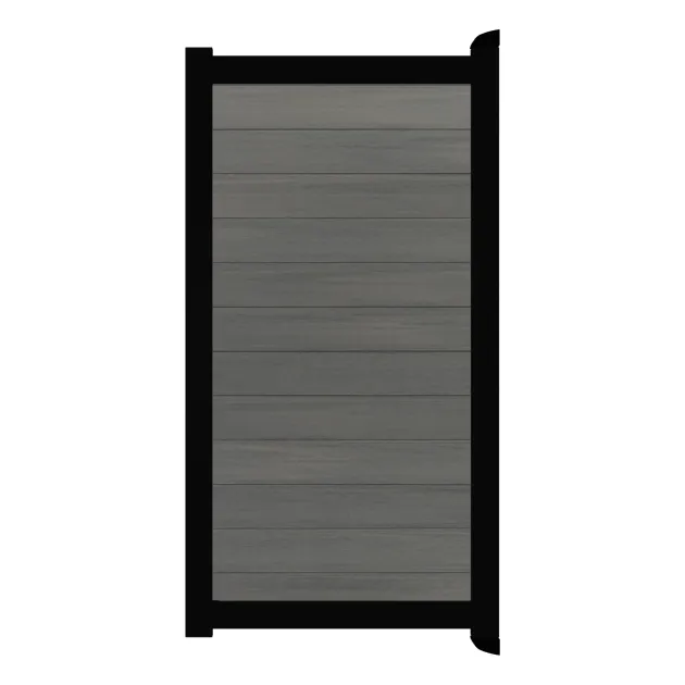 Aluminium Tuinpoort - Natural Cloudy Grey - Horizontaal - Zwart aluminium frame