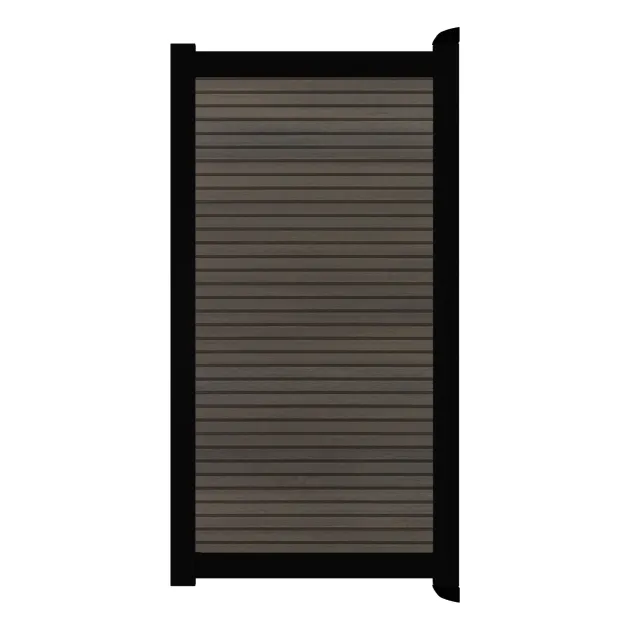 Aluminium Tuinpoort | Maatwerk t/m 98x90cm | Rhombus Walnut | Horizontaal | Zwart aluminium frame